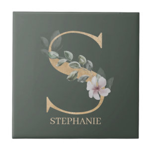 Carreau S Monogram Floral Carrelage céramique personnalis