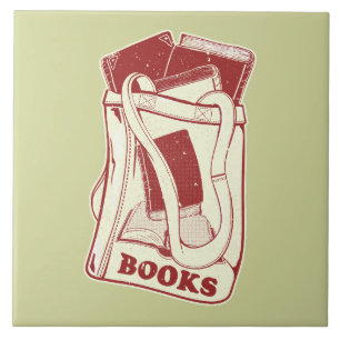 Carreau Sac de livres que j'aime lire