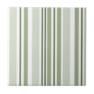 Carreau Sage Green (Light, Medium, Dark) and White Stripes