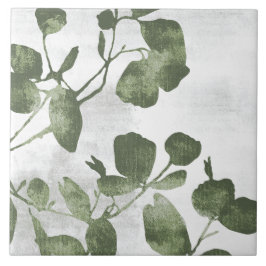 Carreau Sage Olive Green Painterly Botanical Art 02