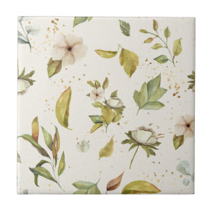 Carreau Sage, Or, Crème Floral Sans Seamless Clear Image