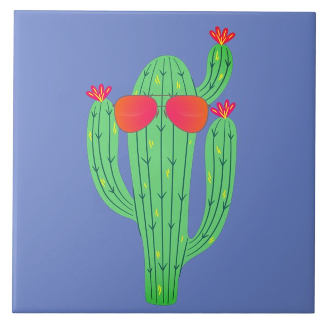 Carreau Saguaro Cactus Visage drôle Humour Sud-Ouest (Devant)