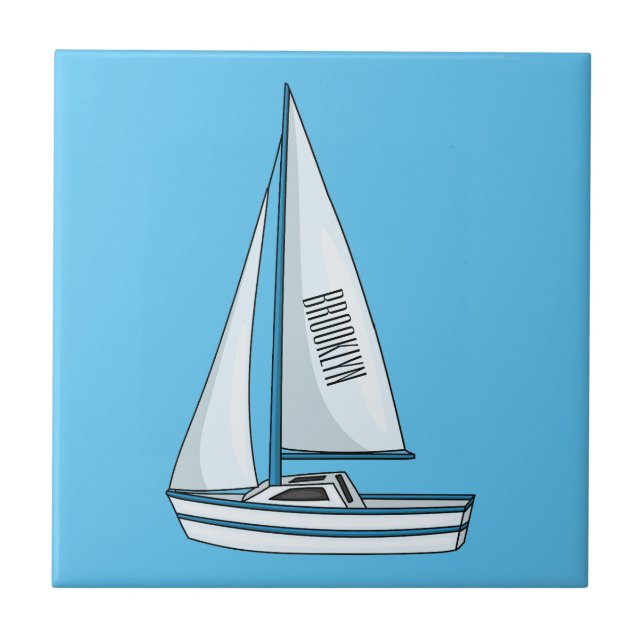 Carreau Sailboat cartoon illustration (Devant)