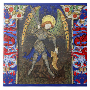 Carreau Saint Michel l'Archange avec le diable, Dragons ro
