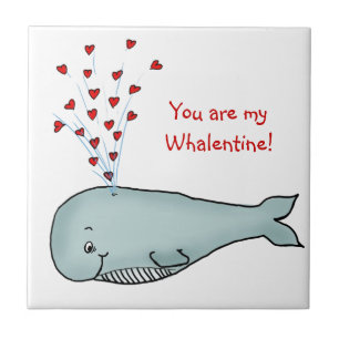 Carreau Saint-Valentin - baleine mignonne avec des coeurs