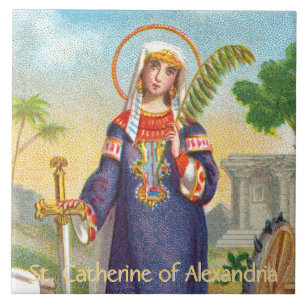 Carreau Sainte Catherine d'Alexandrie en robe égyptienne