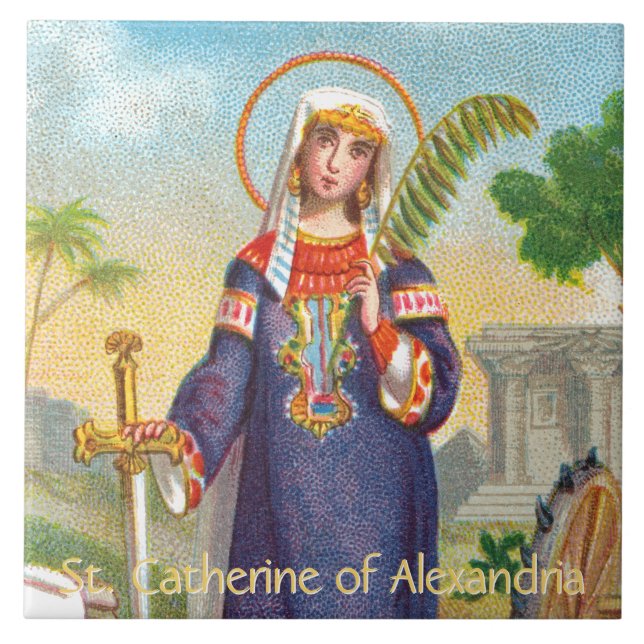 Carreau Sainte Catherine d'Alexandrie en robe égyptienne (Devant)