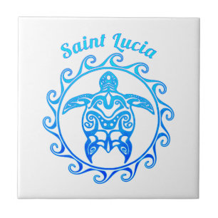 Carreau Sainte-Lucie tribale de tortue de bleu d'océan