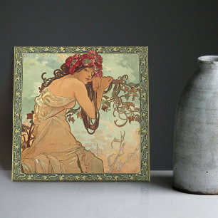Carreau Saison d'été Alphonse Mucha Art Nouveau Vintage