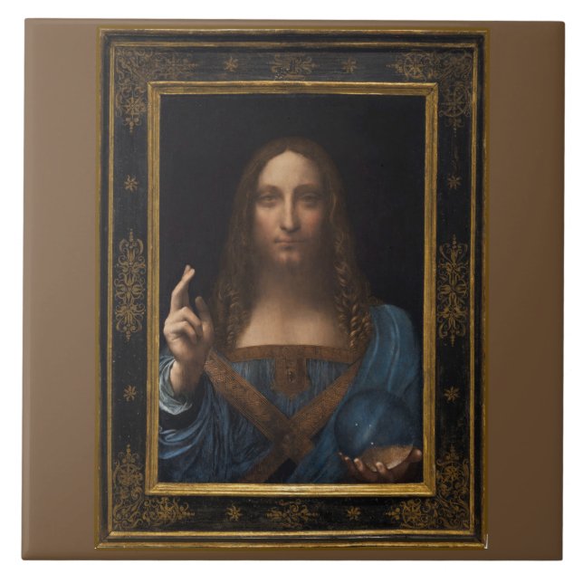Carreau Salvator Mundi par Leonardo da Vinci vers 1500 (Devant)