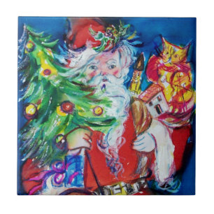 CARREAU SANTA CLAUS AVEC ARBRE DE NOËL ET CADEAUX