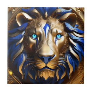 Carreau Sapphire Lion Bleu Et Or,