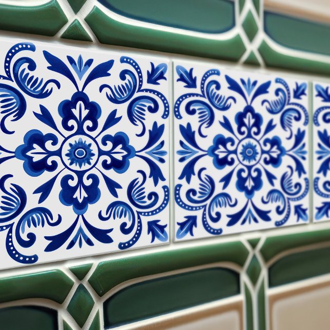 Carreau Sapphire Talavera Lisbonne Motif de design céramiq (Créateur téléchargé)
