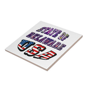 Carreau Sate of Delaware Picture et USA Flag Text