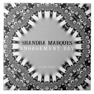 Carreau Satin Tribal + Fiançailles Argent Keepsaké Cadeau