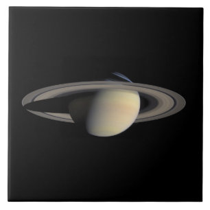 Carreau Saturne éclairée par le soleil, planète géante gaz