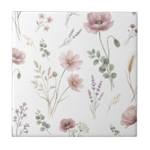 Sauge rose verte Fleur sauvage aquarelle