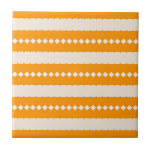 Carreau Savane dorée africaine orange et ivoire géométriqu