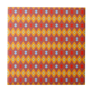 Carreau Savane dorée africaine orange et ivoire géométriqu