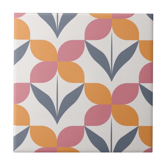 Carreau Scandinavian floral pattern,retro style,mid centur (Devant)