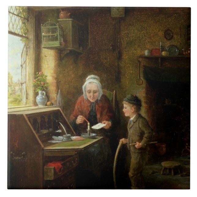 Carreau Scellant une lettre, 1890 (huile sur le panneau) (Devant)