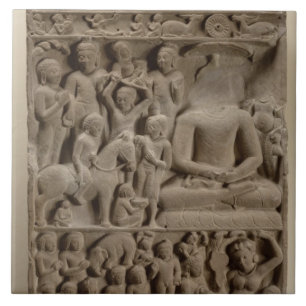 Carreau Scènes de la vie de Bouddha, Sarnath, uttar