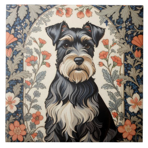 Carreau Schnauzer élégant motif floral inspiré de William