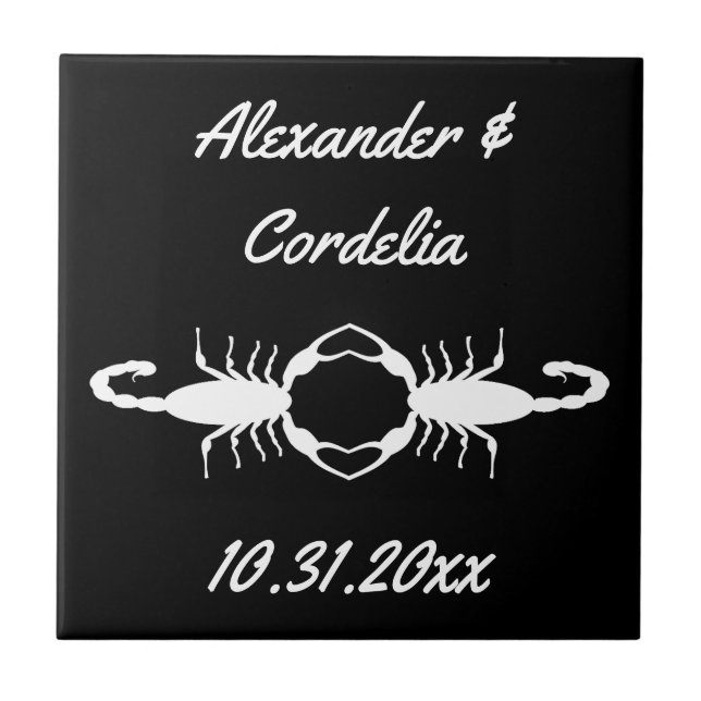 Carreau Scorpions de mariage blanc gothique personnalisés (Devant)