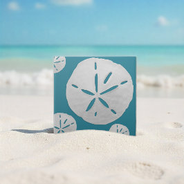 Carreau Sea Blue & White Tropical Beach Sand Dollar Accent