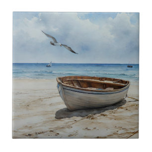 Carreau "Seabreeze Serenade". Couleur Serene Boat Scène