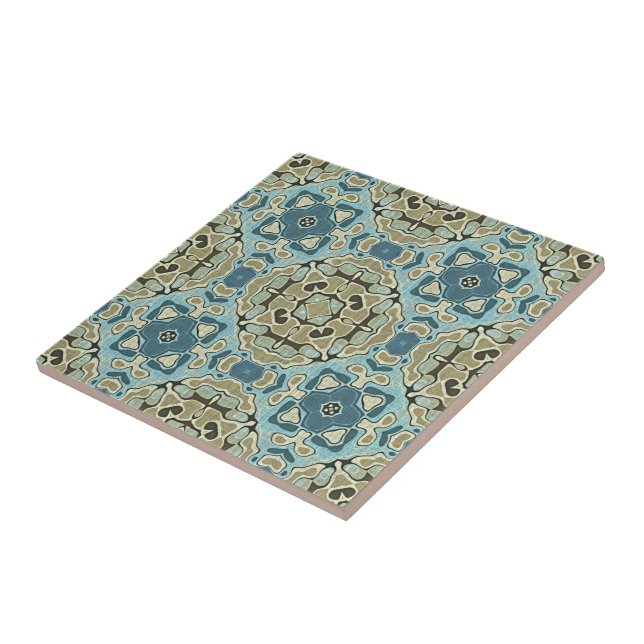 Carreau Seafoam Green Turquoise Blue Ochre Ethnic Tribu Ar (Côté)