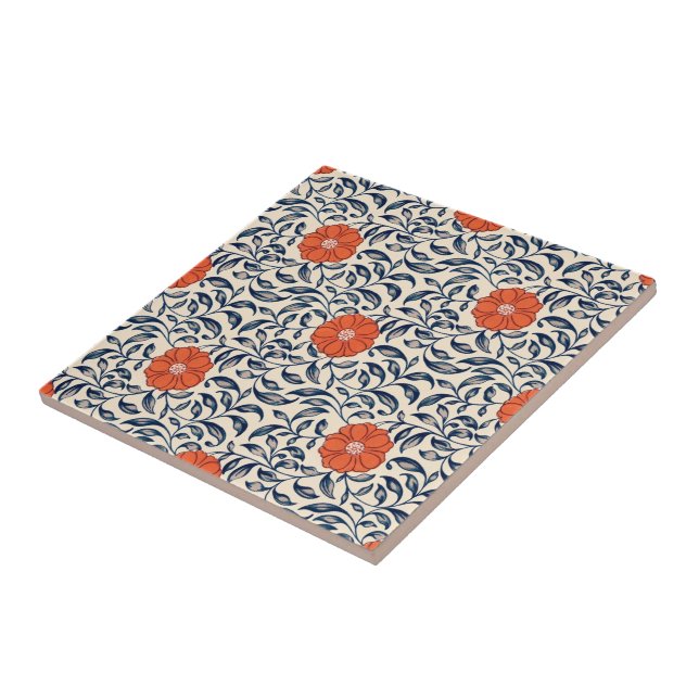 Carreau Seamless floral pattern with vibrant orange flower (Côté)