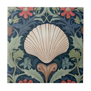 Carreau Seashell William Morris style océan thème fleuri