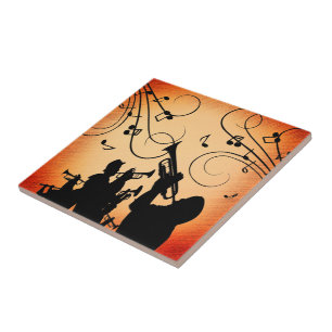 Carreau Section de trompette Jazz Musique Rouille Orange