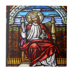 Carreau Seigneur Jésus sur le verre souillé de trône