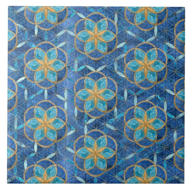 Carreau Semences de vie en Fleur de vie Motif - Blues (Devant)