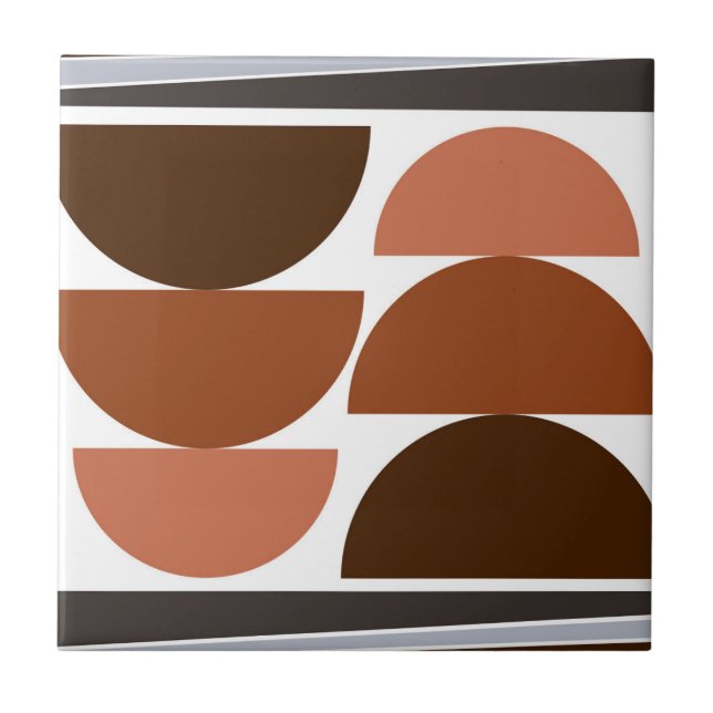 Carreau Semi-cercle moderne du milieu du siècle tons chaud (Devant)