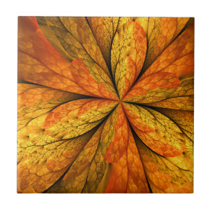 Carreau Sensation d'automne, Fleur Abstraite fractale mode