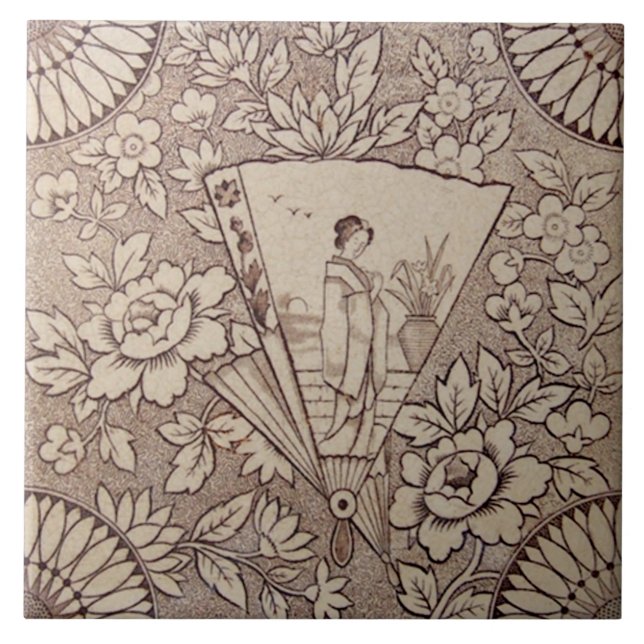 Carreau Sepia Aesthetic Japanese Style Antique c1880 repro (Devant)