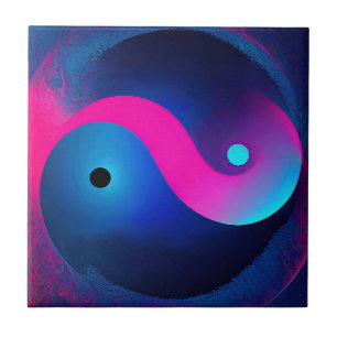 Carreau Sérénité Abstraite : Yin Yang en rose et blues