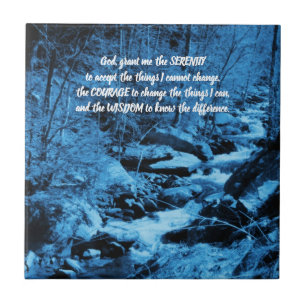 Carreau Serenity Prayer Blue Flowing Brook Inspational 