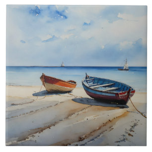 Carreau "Serenity Shores" Un Paysage Aquarellé Reposant