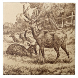 Carreau Série animalière William Wise 1879 Deer Tile Repro