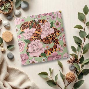 Carreau Serpent des blés vibrant Fleurs de pivoine roses V