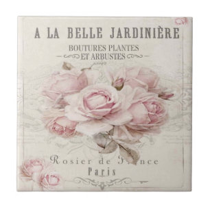 Carreau shabby chic, rustique, vintage, floral, collage, p