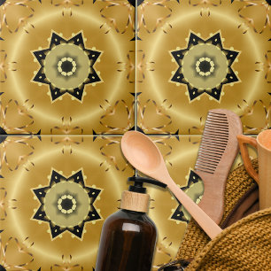 Carreau Shiny Chic Elegant Or et Black Star Arabesque