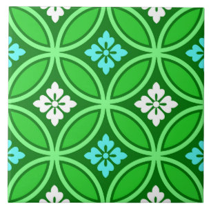 Carreau Shippo avec Motif à Fleur, Tons de Jade Green