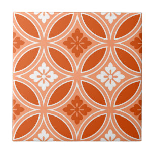 Carreau Shippo avec Motif Fleur, Mandarin Orange