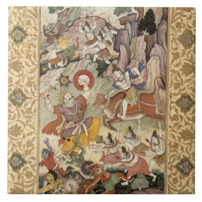 Carreau Shiva tuant le démon Andhaka, c.1585-90 (Devant)