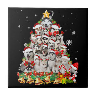 Carreau Sibérie des lumières des arbres de Noël chien